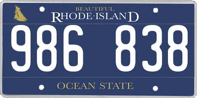 RI license plate 986838