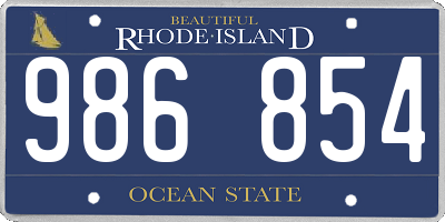 RI license plate 986854