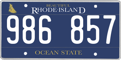 RI license plate 986857