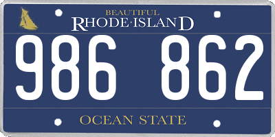 RI license plate 986862