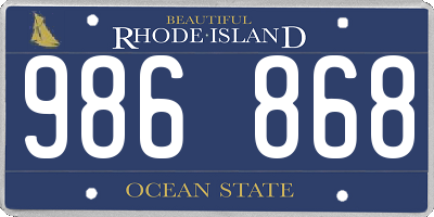 RI license plate 986868