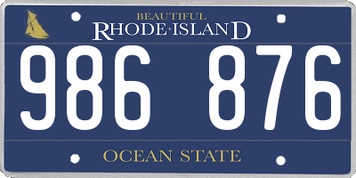 RI license plate 986876