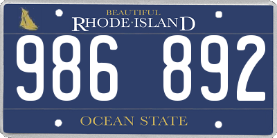 RI license plate 986892