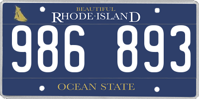 RI license plate 986893