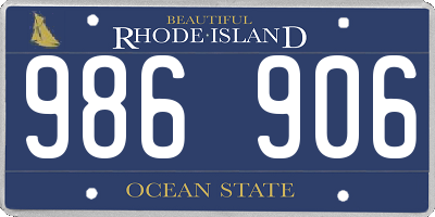 RI license plate 986906