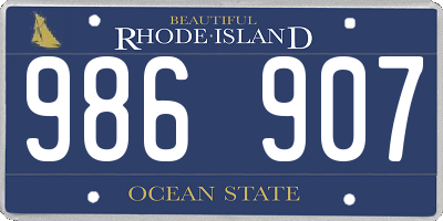 RI license plate 986907