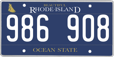 RI license plate 986908