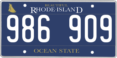 RI license plate 986909