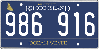 RI license plate 986916