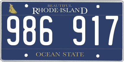 RI license plate 986917