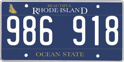 RI license plate 986918