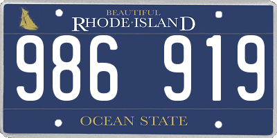 RI license plate 986919