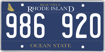 RI license plate 986920