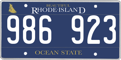 RI license plate 986923