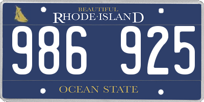 RI license plate 986925