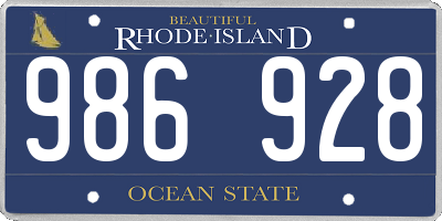 RI license plate 986928