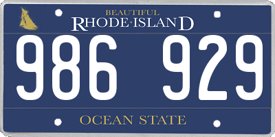 RI license plate 986929