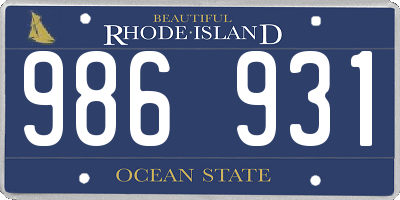 RI license plate 986931