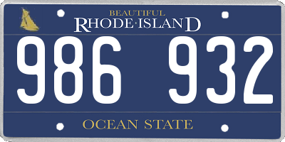 RI license plate 986932