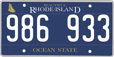 RI license plate 986933