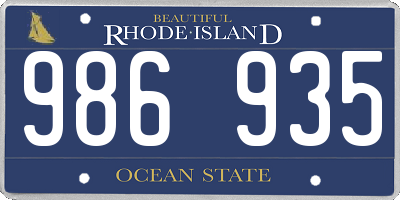 RI license plate 986935