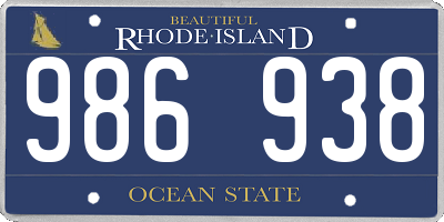 RI license plate 986938