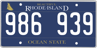 RI license plate 986939