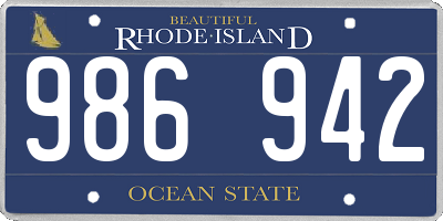 RI license plate 986942