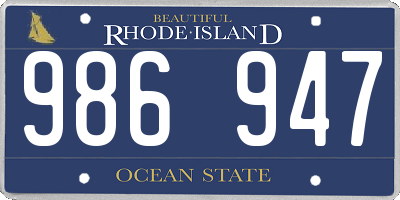 RI license plate 986947