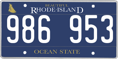 RI license plate 986953