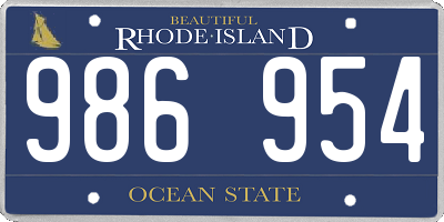 RI license plate 986954