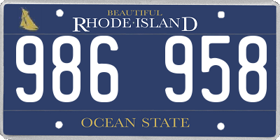 RI license plate 986958