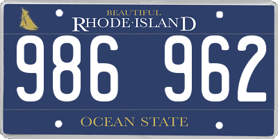 RI license plate 986962