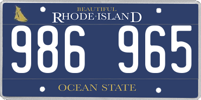 RI license plate 986965