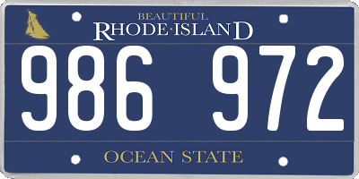 RI license plate 986972