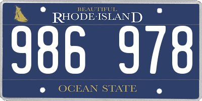 RI license plate 986978