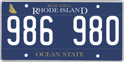 RI license plate 986980