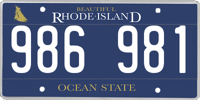 RI license plate 986981