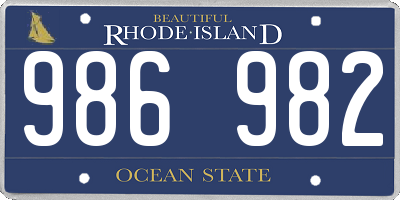 RI license plate 986982