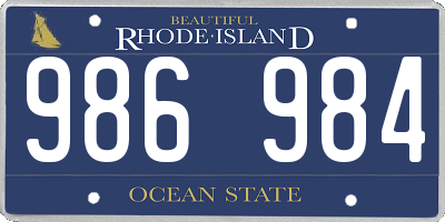 RI license plate 986984