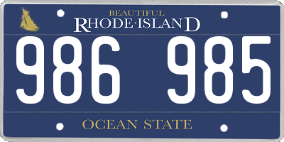 RI license plate 986985