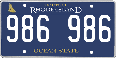 RI license plate 986986