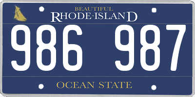 RI license plate 986987