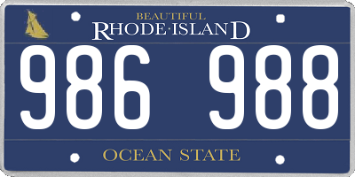 RI license plate 986988