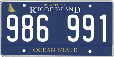 RI license plate 986991