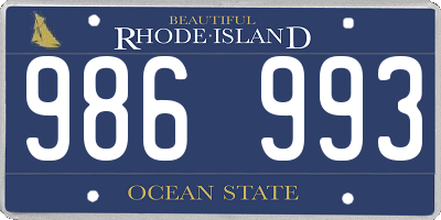 RI license plate 986993