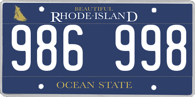 RI license plate 986998