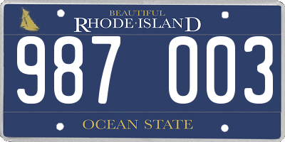 RI license plate 987003