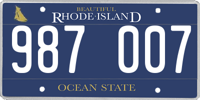 RI license plate 987007