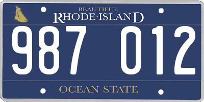 RI license plate 987012